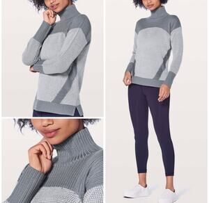 lululemon Warm and Restore merino wool mixed media gray sweater size 4